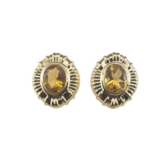 14 Karat Yellow Gold and Citrine Omega Back Earrings #19733 - Picture 1 of 8